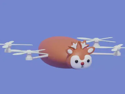 Cartoon Deer Animal Drone 3D model