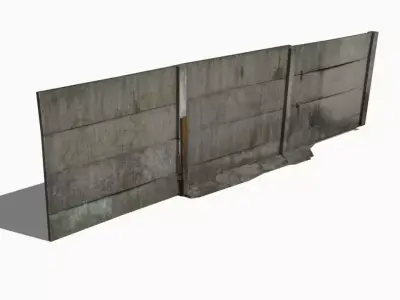 Concrete Fence Wall Low-poly 3D model