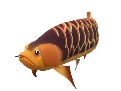 Asian Arowana fish animated Low-poly 3D model