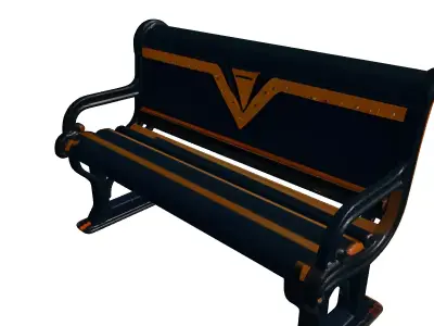 Vintage Cast Iron Park Bench 3D model