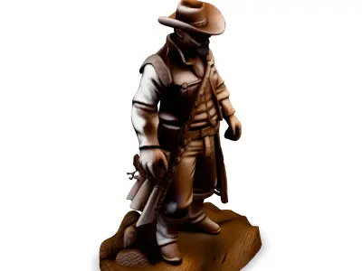 Realistic Wild West Cowboy Figure Low-poly 3D model