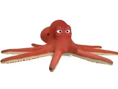 cartoon red Octopus  Low-poly 3D model