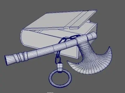 Stylized Axe With Box Free low-poly 3D model