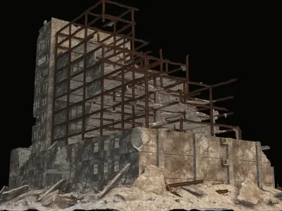 DESTROYED BUILDING 6 Low-poly 3D model