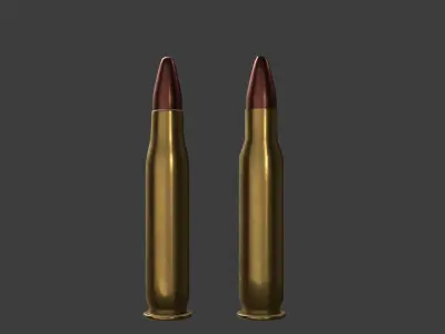 3D 556 Rifle Ammo Model With Textures Low Poly And High Poly Low-poly 3D model
