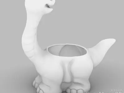 flower pot dinosaur planter pencil holder STL 3D print model