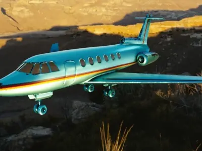 private jet with pbr textures Low-poly 3D model