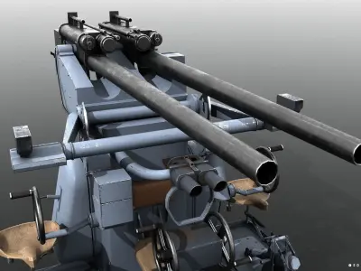 German 37mm SK C30 anti-aircraft gun Low-poly 3D model
