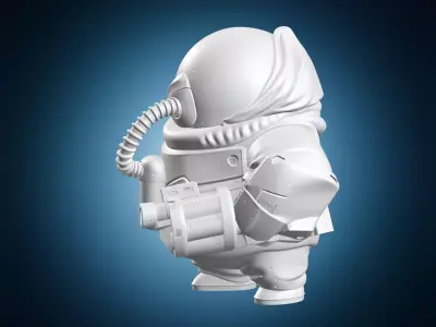 Heavy Armor Sci Fi Trooper with Gatling Gun 3D print model