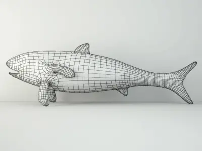 Vintage Painted Wood Fish 2 3D model