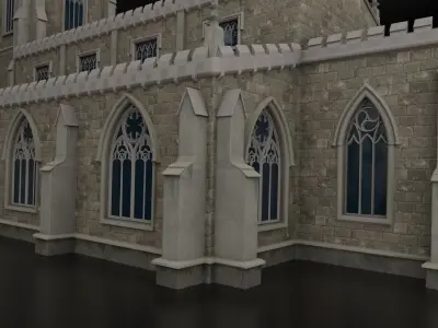Medieval Gothic Church Low-poly 3D model