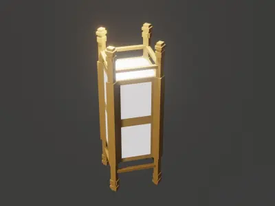 Low Poly  japanese lamp model Free low-poly 3D model
