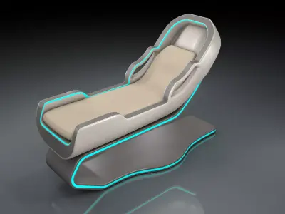 Sci fi Bed 3D model 2