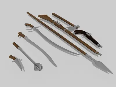 Cossack weapon collection Free 3D model