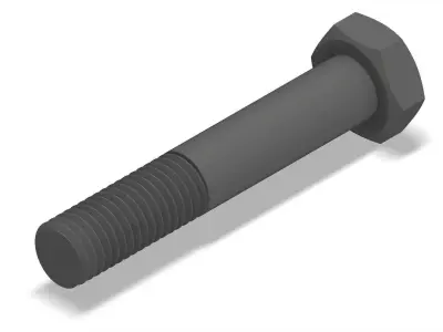 Bolt Partial Thread Hexagonal Head M14x80mm 3D model
