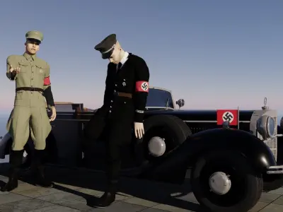 SS officers uniform pack made with marvelous designer 3D model