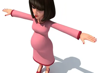Cartoon Character of Pregnant Woman 3D model