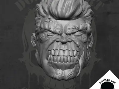 Hulk Zombie head for 6 inch Action Figures 3D print model