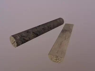 Stump pair of wooden sticks Free low-poly 3D model