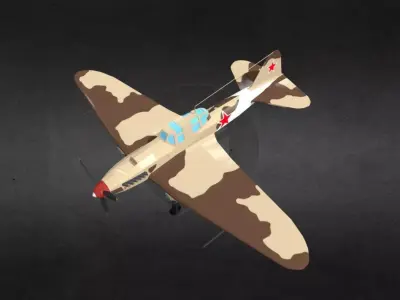 IL-2 S fighter plane with camouflage Low-poly 3D model