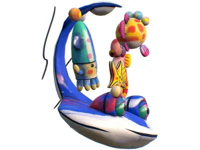 Cartoon 3D illustration Sea Animals Low-poly 3D model