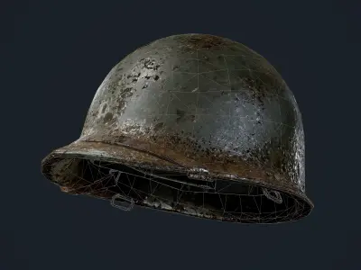 WW2 American Soldier Military Helmet Game Ready Low-poly 3D model