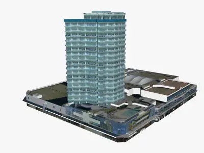 Ocean Plaza Resort Low-poly 3D model