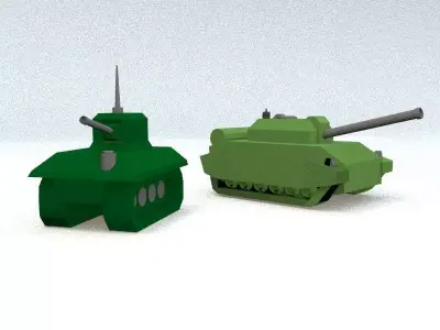 battle tanks Low-poly 3D model