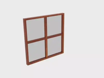 Wooden Square Window Low-poly 3D model