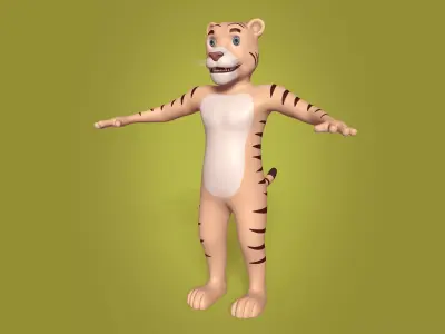 Cartoon Tiger Mascot Free 3D model