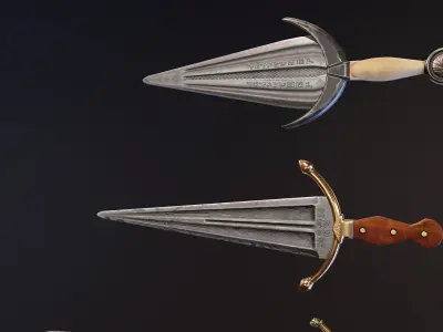 Cinquedea Daggers Low-poly 3D model