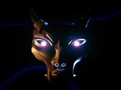 japanese yokai mask 2 Low-poly 3D model