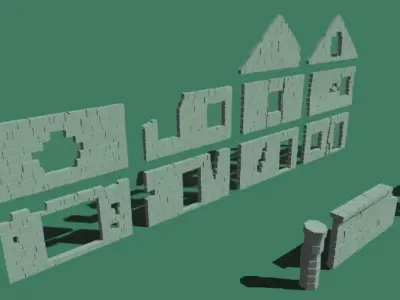 Old village kitbash 3D model