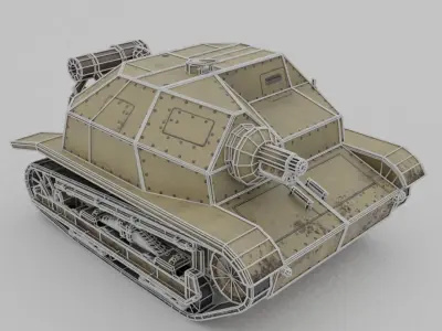  TKS tankette 37mm Low-poly 3D model
