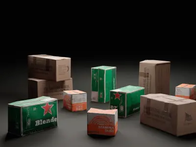 Cardboard Boxes - PBR Game Ready  Low-poly 3D model