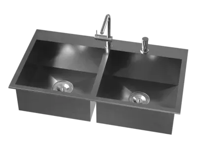  Stainless Steel Double Bowl Kitchen Sink Model, Dark Grey 