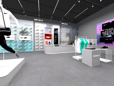 Shoe store interior Low-poly 3D model