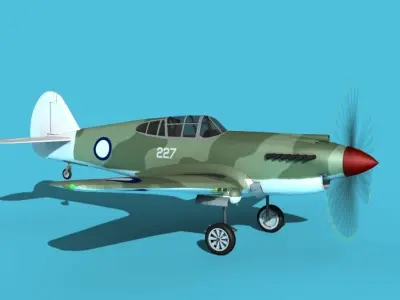 Curtiss P-40B Tomahawk V09 New Zealand 3D model