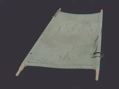 Military Stretcher Canvas Wooden Handles Low-poly 3D model