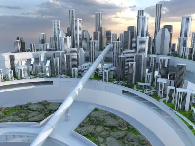 Sci-Fi Futuristic Future Flying City 3D model