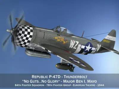 Republic P-47D Thunderbolt - No guts no glory 3D model