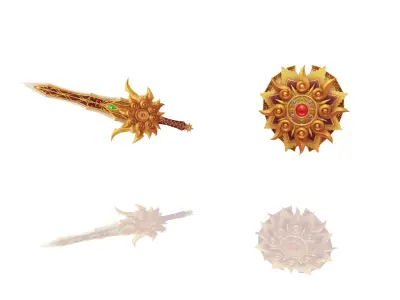 Sun - Sword and Shield Low-poly 3D model