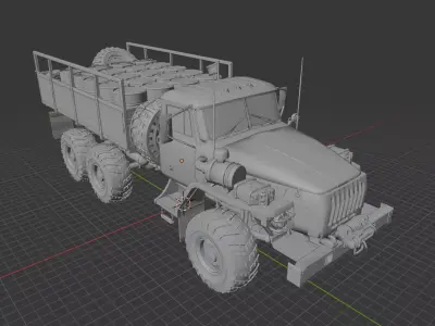 Soviet Ural-4320 MOD A - Heavy Duty 6x6 Truck 3D print model