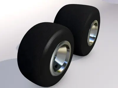 Karting wheels- Set of high-poly go-kart wheels- Tires and rims 3D model