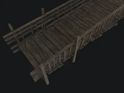 Old Wooden Bridge Low-poly 3D model