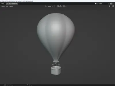 Hot Air Balloon Simple stylized Low-poly 3D model
