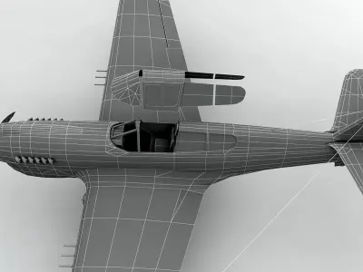  Curtiss P40-E Aircraft WWII Low-poly 3D model