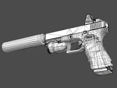 Glock 17 pistol Low-poly 3D model