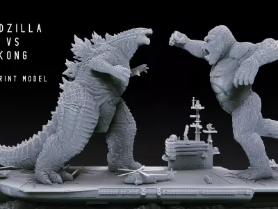 Godzilla vs Kong Diorama Monsterverse 3D print model