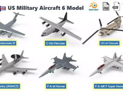US Military Aircraft 6 list 3d model Part II Low-poly 3D model